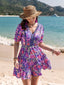 Floral Print V-Neck Mini Dress