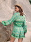 Printed Ruffled Balloon Sleeve Romper