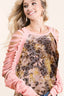 BiBi Tie Dye Leopard Burn Out Top with Contrast