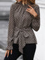 Printed Tie-Waist Flounce Sleeve Blouse