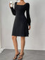 Butterfly Back Ribbed Square Neck Dress
