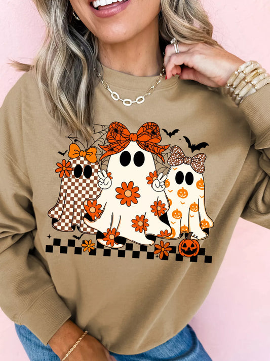 Halloween Ghost Graphic Drop Shoulder Sweatshirt