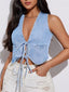 Tie-Front Denim Vest