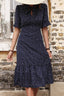 Polka Dot Tie Front Ruffled Midi Dress