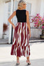 Striped Round Neck Sleeveless Midi Dress