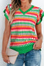 Contrast Striped V-Neck Knit Top