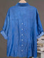 Plus Size Collared Neck Half Button Blouse
