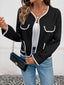 Contrast Trim Open Front Jacket