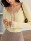 Lace Trim Ribbed Long Sleeve T-Shirt