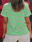 Striped Scallop-Trimmed Round Neck T-Shirt
