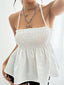 Smocked Frill Halter Neck Cami