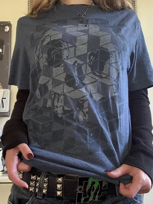 Skull Graphic Round Neck Long Sleeve T-Shirt