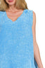 Zenana Double Gauze Raw Edge Acid Washed Tank