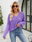 Eyelet Button Front Long Sleeve Cardigan