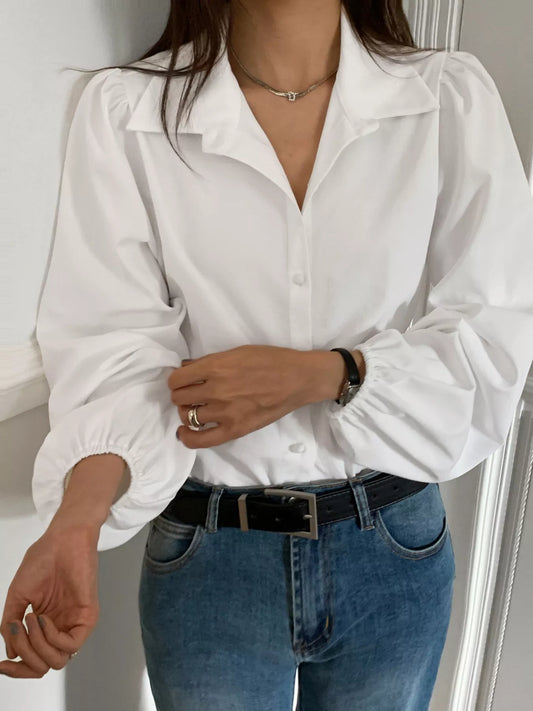 Puff Sleeve Button-Down Shirt