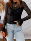 Lace Patchwork Flounce Sleeve Slim Fit Top