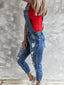 Wide Strap Distressed Denim Overalls