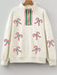 Sequin Candy Canes Contrast Collar Patchwork Loose Sweatshirt