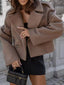Lapel Collar Long Sleeve Cropped Outerwear