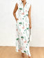 Floral Print Sleeveless Maxi Shirt Dress