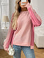Color Block Waffle Knit Long Sleeve T-Shirt