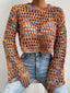Rainbow Crochet Hollow Out Cropped Sweater