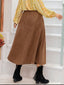 Plus Size Embroidered Pocketed High Waist Skirt