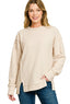 Zenana Acid Washed Double Ribbed Exposed-Seam Sweatshirt
