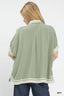Umgee Linen Button Front Top with Contrast Piping