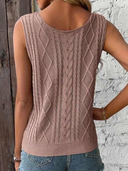 Cable-Knit V-Neck Sweater Vest