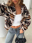 Geometric Fleece Zip-Up Jacket