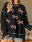 Sequin Joy Letter Graphic Contrast Seam Detail Drop Shoulder Sweatshirt