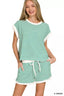 Zenana Stripe Contrast Trim Top & Shorts Set