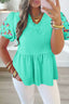 Embroidered Sleeve Textured Blouse