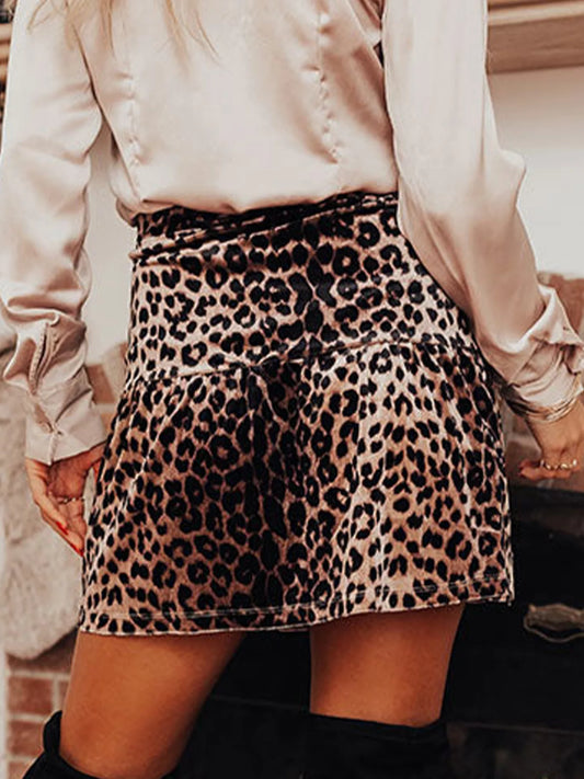 Leopard Tiered Mini Skirt