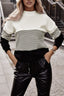 Striped Color Block Long Sleeve Knit Top