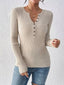 Ribbed Knit Button Front Knit Top