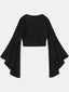 Plunge Flare Sleeve Cropped Top