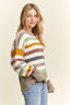 ADORA Full Size Multicolor Stripe Sweater Top Plus Size