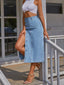 Button-Front Denim Skirt