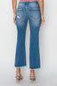 RISEN Mid Rise Distressed Cropped Flare Jeans
