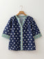 Floral Print Half Sleeve Contrast Trim Blouse