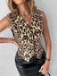 Sequin Leopard Button-Up Vest Coat