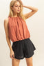 HYFVE Bubble Hem Round Neck Sleeveless Blouse