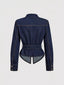 Tie Waist Long Sleeve Denim Jacket