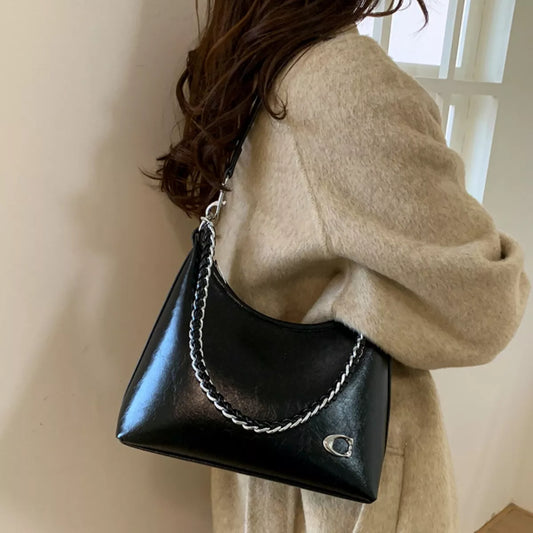 Chic Chain Accent Shoulder Bag