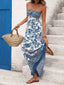 Floral Print Strapless Maxi Dress
