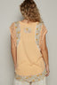 POL Floral Frayed Hem Crochet Cap Sleeve Top