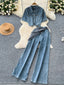 Casual Short Sleeve Top and Jeans Denim Set