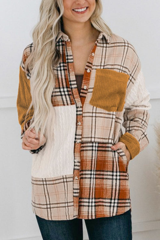 Plaid Button Up Long Sleeve Shacket